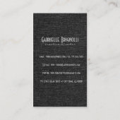 Sauberes Schwarz & Grau Linen Burlap Textur Visitenkarte (Rückseite)