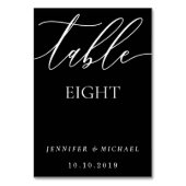 Sauberes Schwarz Moderne Minimalistische Kalligraf Tischnummer (Rückseite)