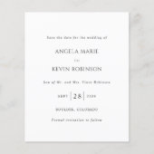 Sauberes Schwarz-Weiß-Budget Hochzeit speichern Si (Vorderseite)