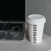 Sauberes Schwarz-Weiß-Espresso-Reiseführer Coffesh Pappbecher