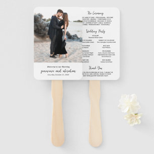 Sauberes Schwarz-Weiß-Foto Modernes Hochzeitsprogr Fächer