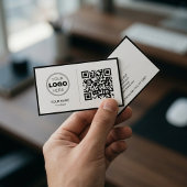 Sauberes Schwarz Weiß Minimalistisches QR-Code-Log Visitenkarte