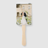 Sauberes Schwarz-Weiß-Monogramm Moderne Hochzeit Fächer (Rückseite)