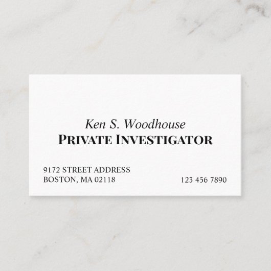 Sauberes Schwarz-weißes, feines Schriftart Visitenkarte (Vorderseite)