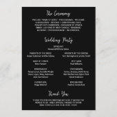 Sauberes schwarzes Foto Moderne Hochzeitsprogramm Programm (Rückseite)