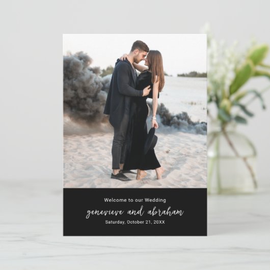 Sauberes schwarzes Foto Moderne Hochzeitsprogramm Programm (Stehend Vorderseite)