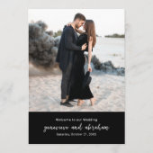 Sauberes schwarzes Foto Moderne Hochzeitsprogramm Programm (Vorderseite)