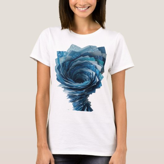 Sauberes Silber BLUE TORNADO Moderne Gestaltung T-Shirt (Vorderseite)