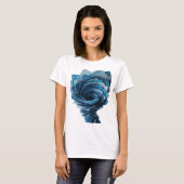 Sauberes Silber BLUE TORNADO Moderne Gestaltung T-Shirt (Vorne ganz)