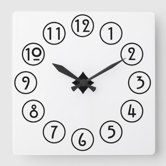 Sauberes und einfaches Schwarz auf Weiß Quadratische Wanduhr (Vorderseite)