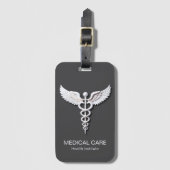 Sauberes weißes Detail Caduceus Anthracit Medical Gepäckanhänger (Vorderseite Vertikal)