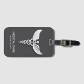 Sauberes weißes Detail Caduceus Anthracit Medical Gepäckanhänger (Vorderseite (Horizontal))