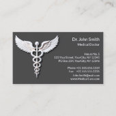 Sauberes, weißes, detailliertes Caduceus erwärmen  Terminkarte (Vorderseite)