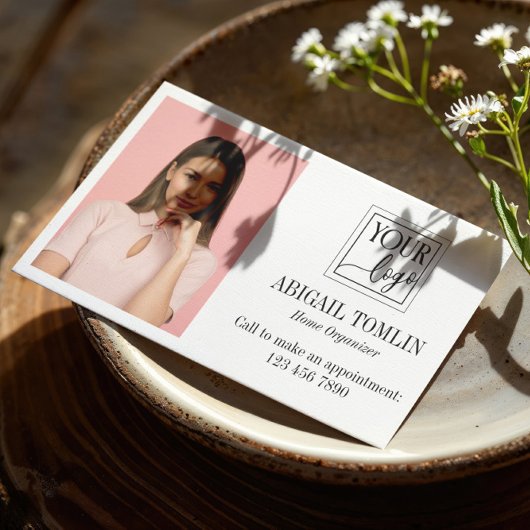 Sauberes weißes Logo und persönliches Foto Visitenkarte