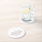 Sauberes weißes Rosa einfache Leaf-Hochzeit speich Runder Pappuntersetzer (Vor Ort)