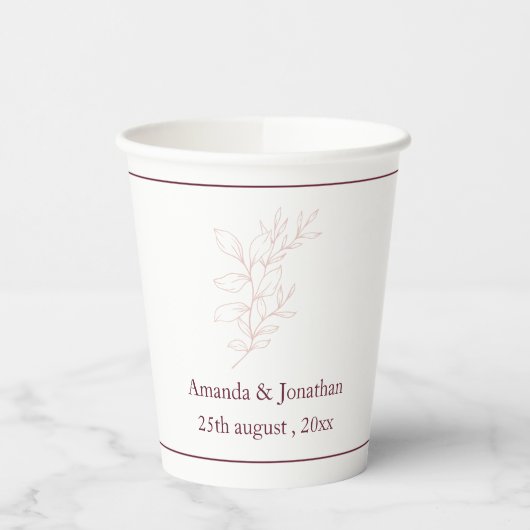 Sauberes weißes und rosa einfaches Leaf | Moderne Pappbecher (Links)