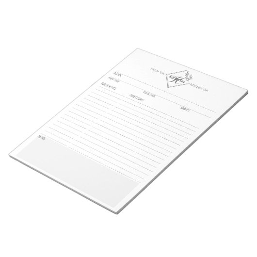Sauberkeit + einfaches Monogramm Rezept III Seiten Notizblock (angewinkelt)