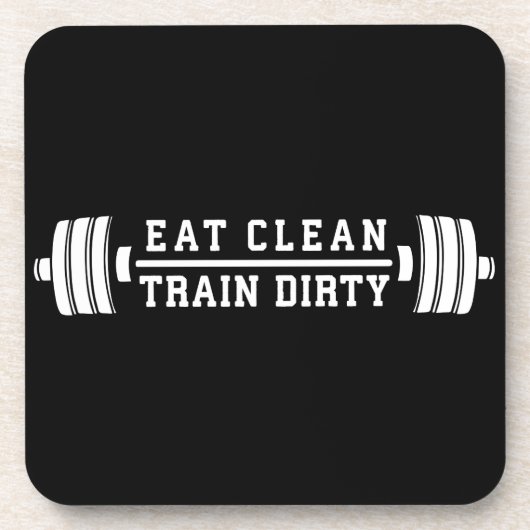 Sauberkeit essen, Zugschmutzigkeit - Workout Inspi Getränkeuntersetzer (Vorderseite)