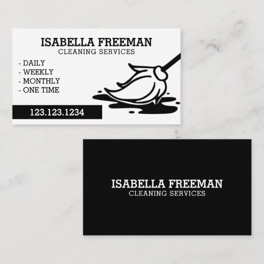 Sauberkeit im einfachen Schwarz-Weiß-Zimmermädchen Visitenkarte (Vorne/Hinten)