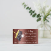 Sauberkeit Reinigungsservice Haushaltshilfe Braune Visitenkarte (Stehend Vorderseite)