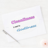 Sauberkeit steht neben Godliness Ovaler Aufkleber (Umschlag)