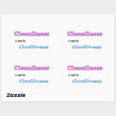 Sauberkeit steht neben Godliness Ovaler Aufkleber (Blatt)