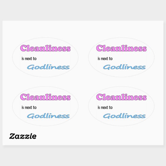 Sauberkeit steht neben Godliness Ovaler Aufkleber (Blatt)