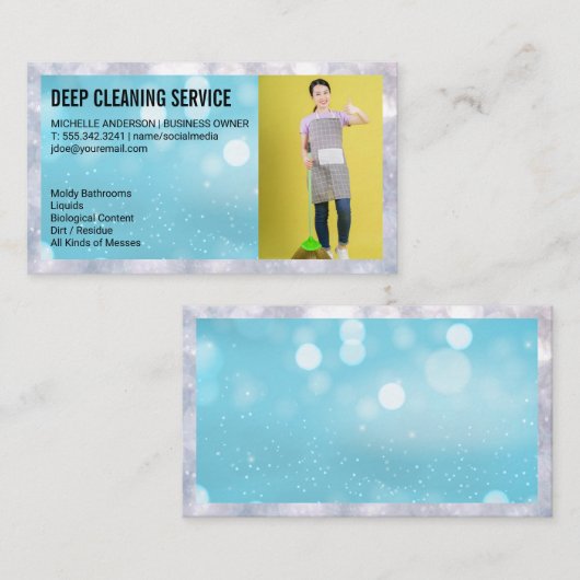 Saubermachen der Lady mit dem Zimmer Visitenkarte (Vorne/Hinten)