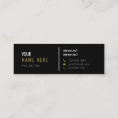 Säubern Sie Minimalistische moderne schwarze Mini Visitenkarte (Rückseite)