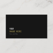 Säubern Sie Minimalistische moderne schwarze Visitenkarte (Vorderseite)