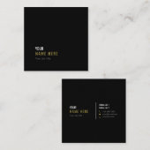 Säubern Sie Minimalistische moderne schwarzes Quadratische Visitenkarte (Vorne/Hinten)