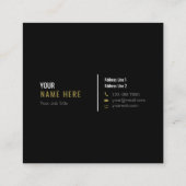 Säubern Sie Minimalistische moderne schwarzes Quadratische Visitenkarte (Rückseite)