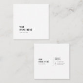 Säubern Sie Minimalistische moderne weißes Quadratische Visitenkarte (Vorne/Hinten)