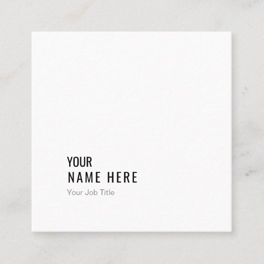 Säubern Sie Minimalistische moderne weißes Quadratische Visitenkarte (Vorderseite)