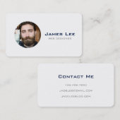 Säubern Sie weißen einfachen modernen Foto-Kreis Visitenkarte (Vorne/Hinten)