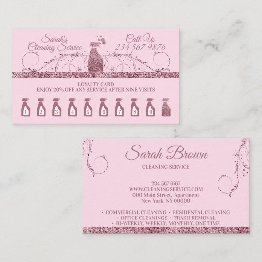 Säuberung der Magd Janitorial Funkeln Treuekarte (Vorne/Hinten)