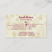 Säuberung der Magd Janitorial funkelnd Pink Gold Visitenkarte (Rückseite)
