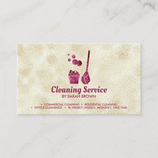 Säuberung der Magd Janitorial funkelnd Pink Gold Visitenkarte (Vorderseite)