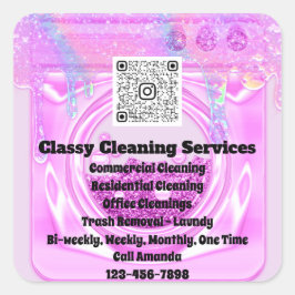 Säuberung der Tropfen des Dienstmädchens QRCode-Lo Quadratischer Aufkleber
