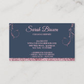 Säuberung Maid Janitorial funkelnd rosa Marineschl Visitenkarte (Rückseite)