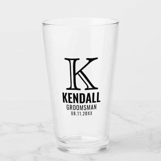 Säuberung von Trauzeuge mit Manly Monogram Typogra Glas (Vorderseite)