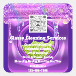 Säuberung von Tropfen mit dem Dienstmädchen Housek Quadratischer Aufkleber