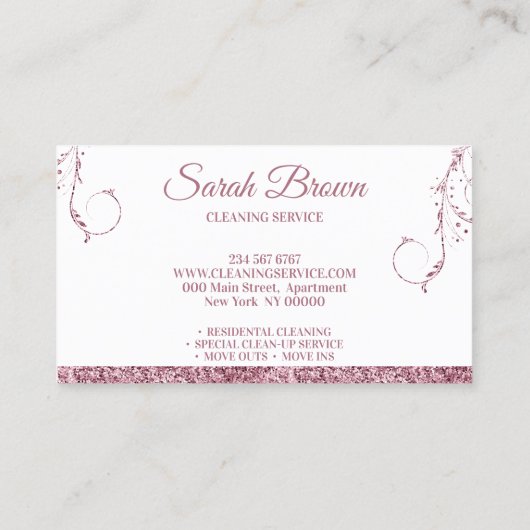 Säuberungsjungfrau Janitorial funkelnd pink Visitenkarte (Rückseite)