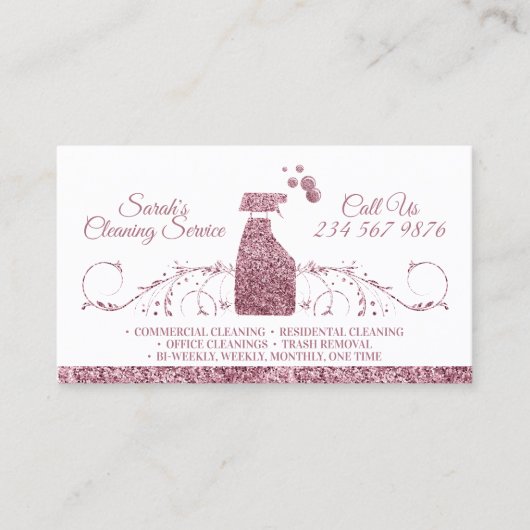 Säuberungsjungfrau Janitorial funkelnd pink Visitenkarte (Vorderseite)
