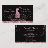 Säuberungsjungfrau Janitorial funkelnd rosa Schwar Visitenkarte (Vorne/Hinten)