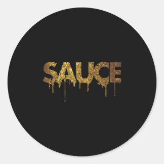 Sauce Melting Dripg Golden Colored Runder Aufkleber