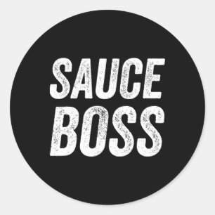 Saucenboss Chef BBQ Koch Essen Humorvoll Runder Aufkleber