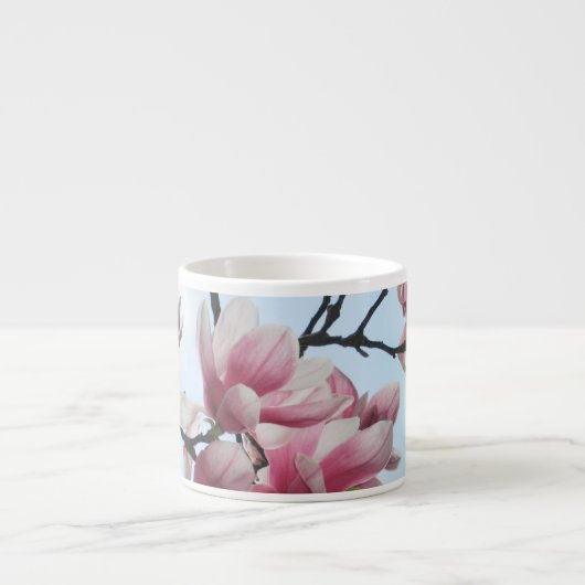 Saucer-Magnolien-Tulpe-Baum-Rosa-Weiß-Blumen Espressotasse (Vorderseite)