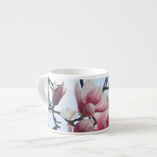 Saucer-Magnolien-Tulpe-Baum-Rosa-Weiß-Blumen Espressotasse (Vorderseite Links)