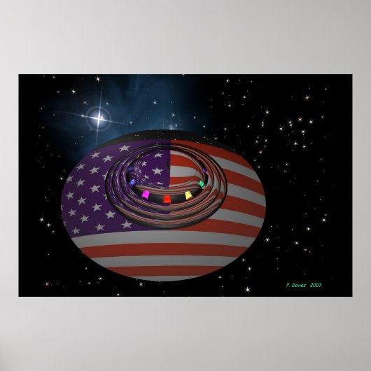 Saucer spiegelt die amerikanische Flagge Version 2 Poster (Vorne)